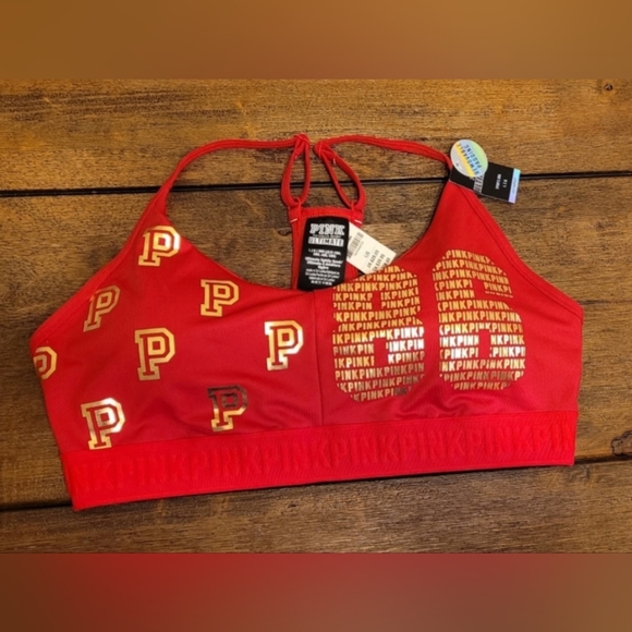 Pink Victoria's Secret  Red Sports Bra Pink Ultimate Free Pantie - Picture 2 of 4